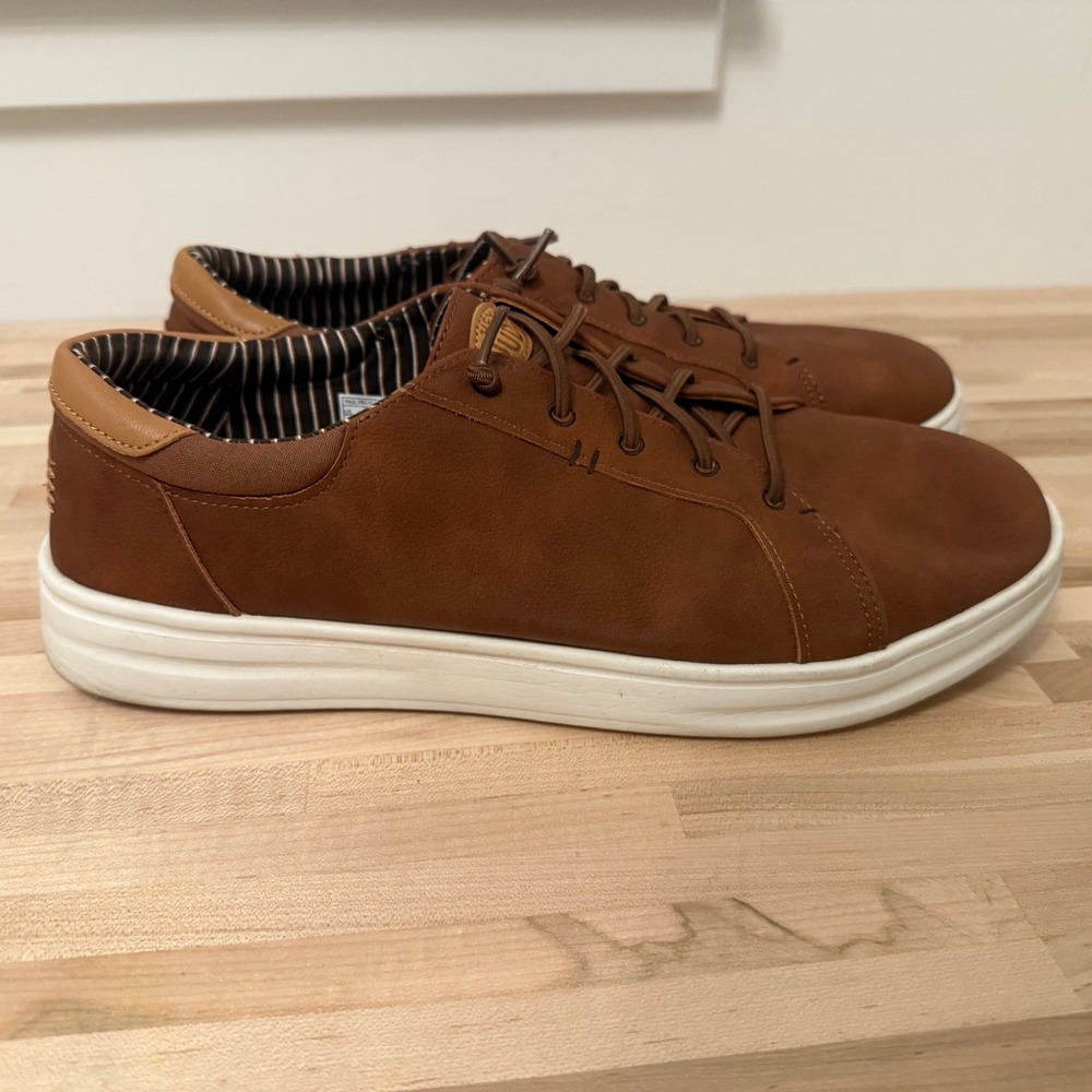 Hey Dude Paul Pro Classic Cognac Brown Lace Up Casual Comfort Loafers Shoes M13